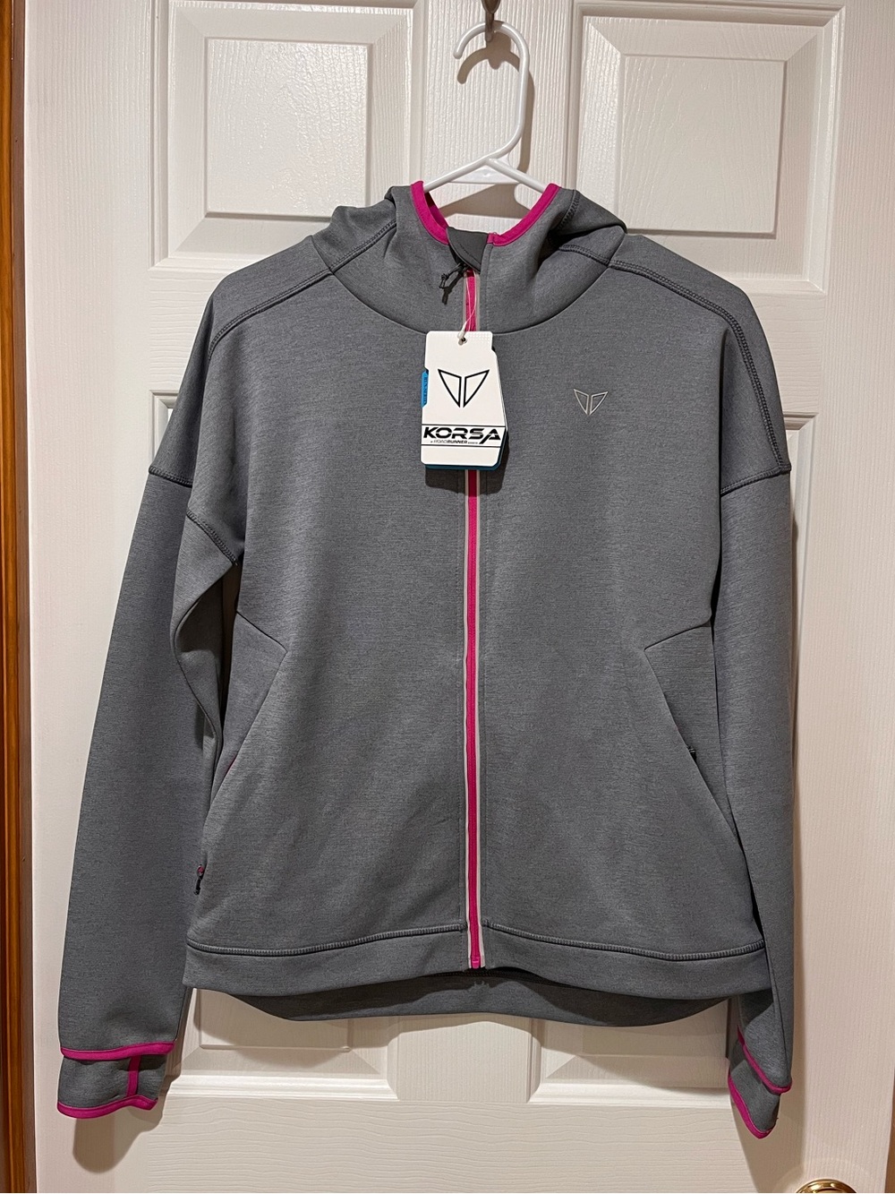 Korsa Women’s Vanquish Tech Hoodie Full Zip Jacket Gray Size Medium NWT